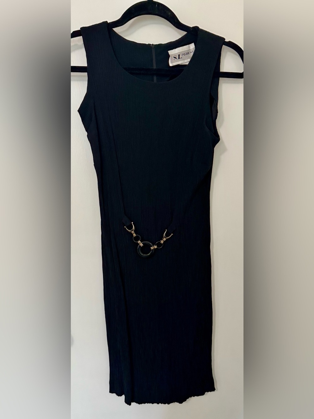 S.L. Fashions Sleeveless Midi Dress with Gold Ring Detail and Matching Jacket